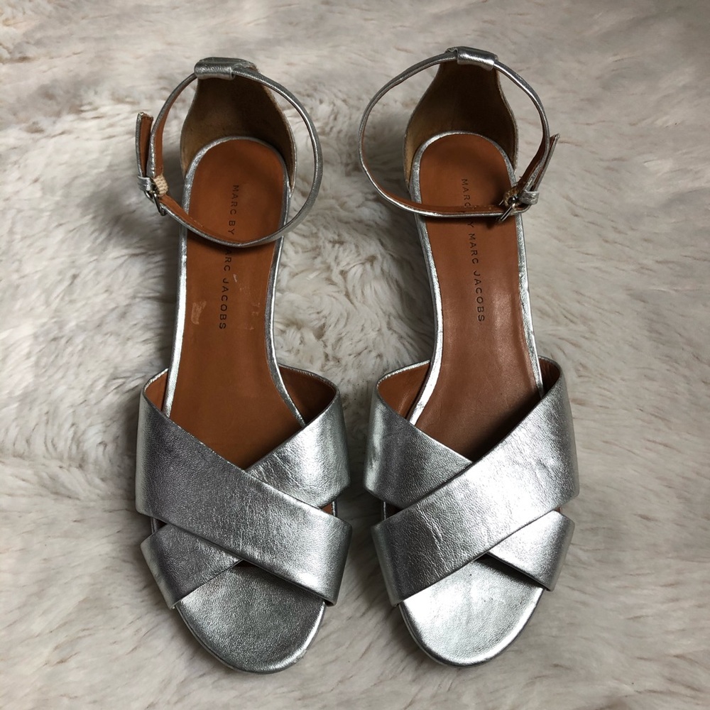 Marc By Marc Jacobs Silver Crisscross Sandals